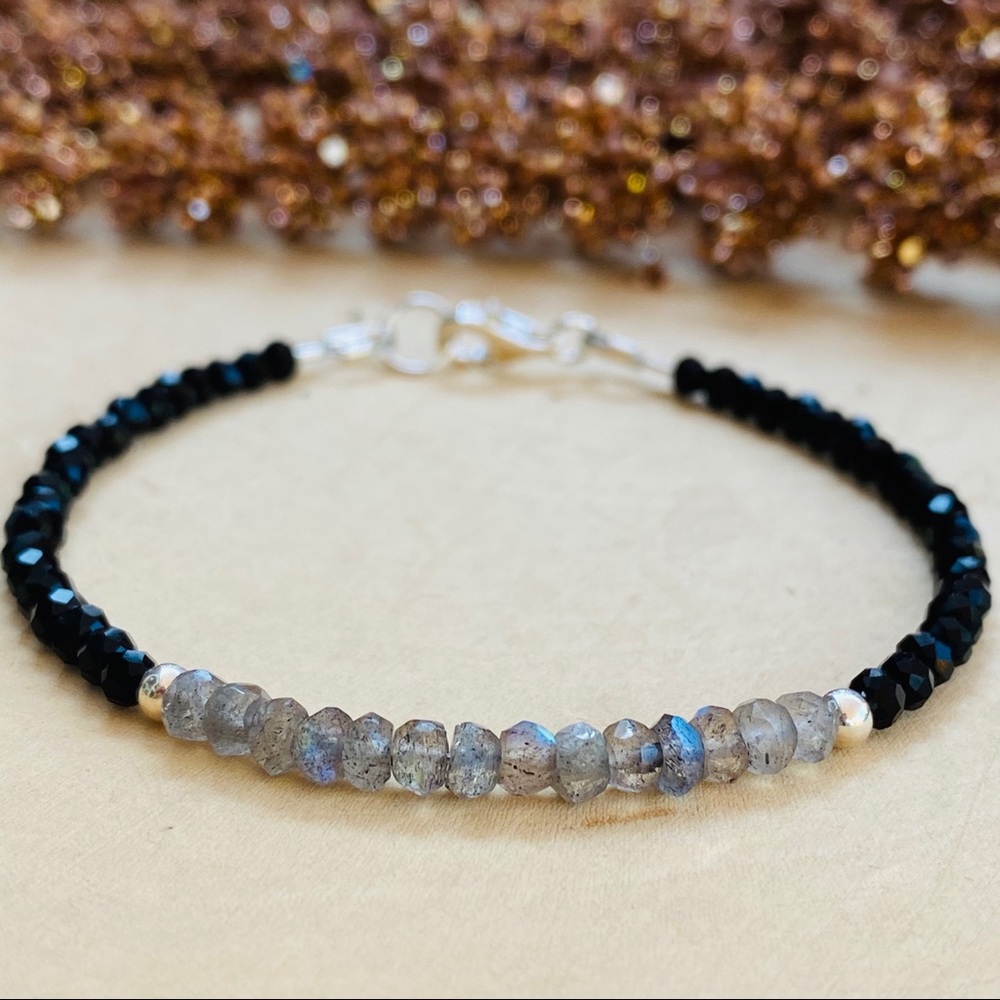 Labradorite & Spinel Gems Sterling Silver Bracelet